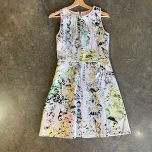 Ted Baker London Fit & Flare Dress Sleeveless Printed Pink Size 2